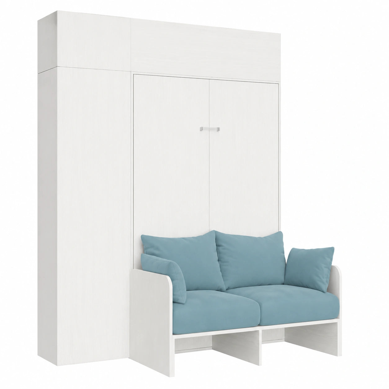 Itamoby Kentaro Bett 120 cm mit Sofa, Möbel in Weiß, Esche und Hellblau