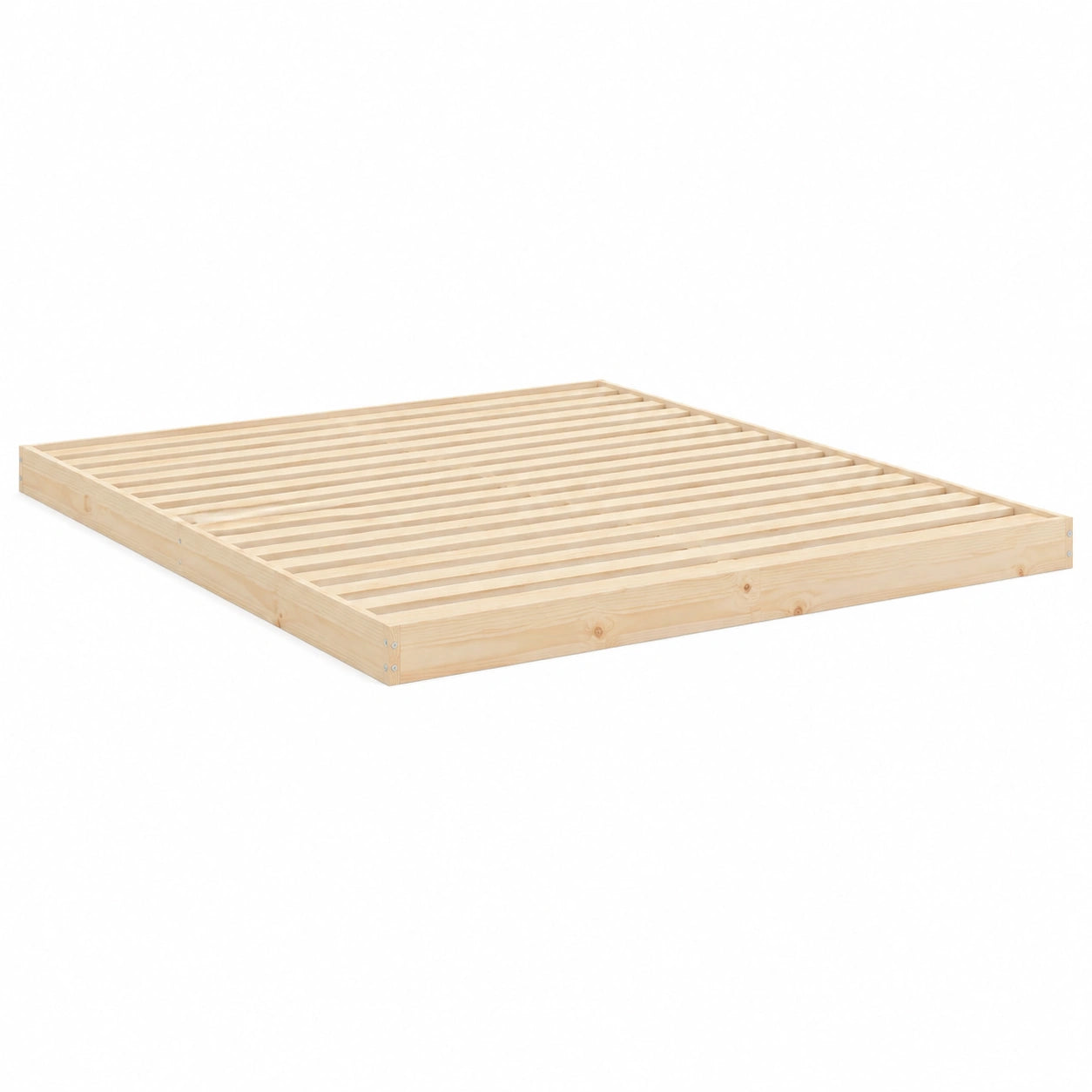 Japanisches Plattformbett aus Holz, Queensize, mit stabiler Lattenunterstützung, ohne Boxspringbett, Braun, 160 x 200 cm