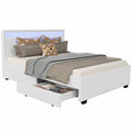 Modernes Polsterbett Lyon 140x200 cm mit integrierter LED-Beleuchtung und Stauraum, weiß