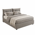 Elegantes Queensize-Bett Miriam mit Bettkasten aus Italien, Stoffbezug, Frontöffnung, für 120 x 190 cm Matratzen, Grau