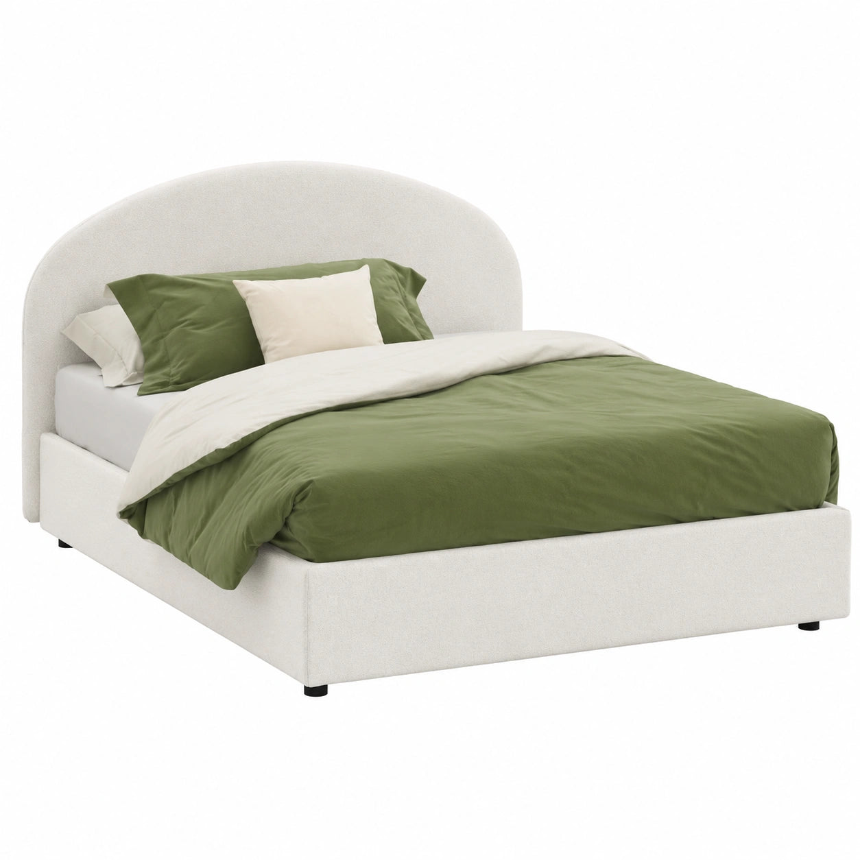 Talamo Italia - Queensize-Bett Concetta, mit Stoffbezug und Bettkasten, Öffnung vorne, 120 x 190 cm, Weiß, 100 % Made in Italy