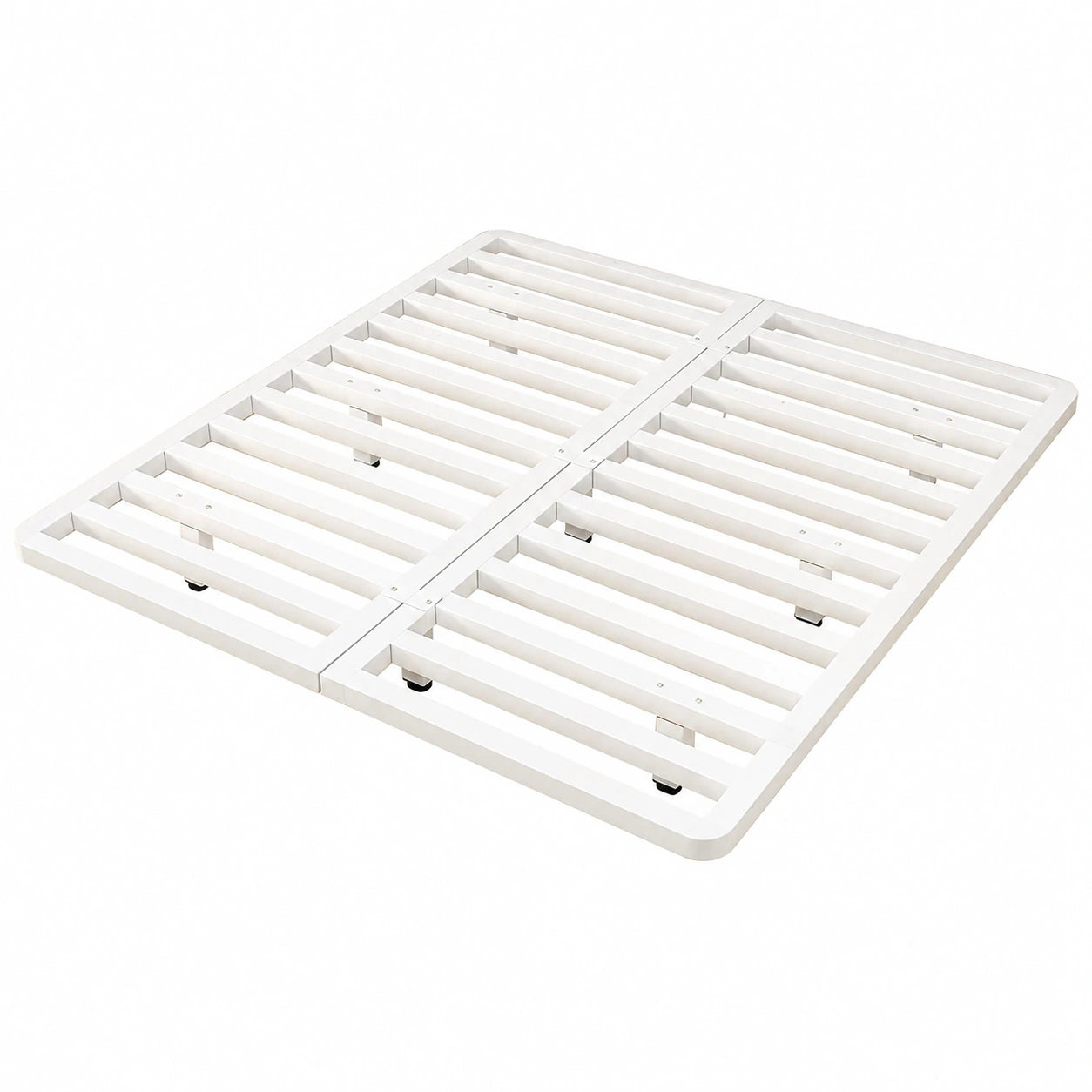 Stilvolles Metallbett mit Stauraum, verstellbar, Doppel-/Queensize, weißer Rahmen, 198,1 x 221 cm, platzsparend