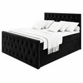 FONDI Boxspringbett 180x200 cm mit Matratze und Topper, Stauraumbett mit Bettkästen - Schwarz