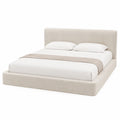 Bequemes Polsterbett 140x200 cm mit ergonomischem Kopfteil, Cloud-Design in Beige, einfache Montage
