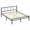 Modernes Metallbettgestell 140 x 200 cm mit Kopfteil und Stauraum - Tintenblau