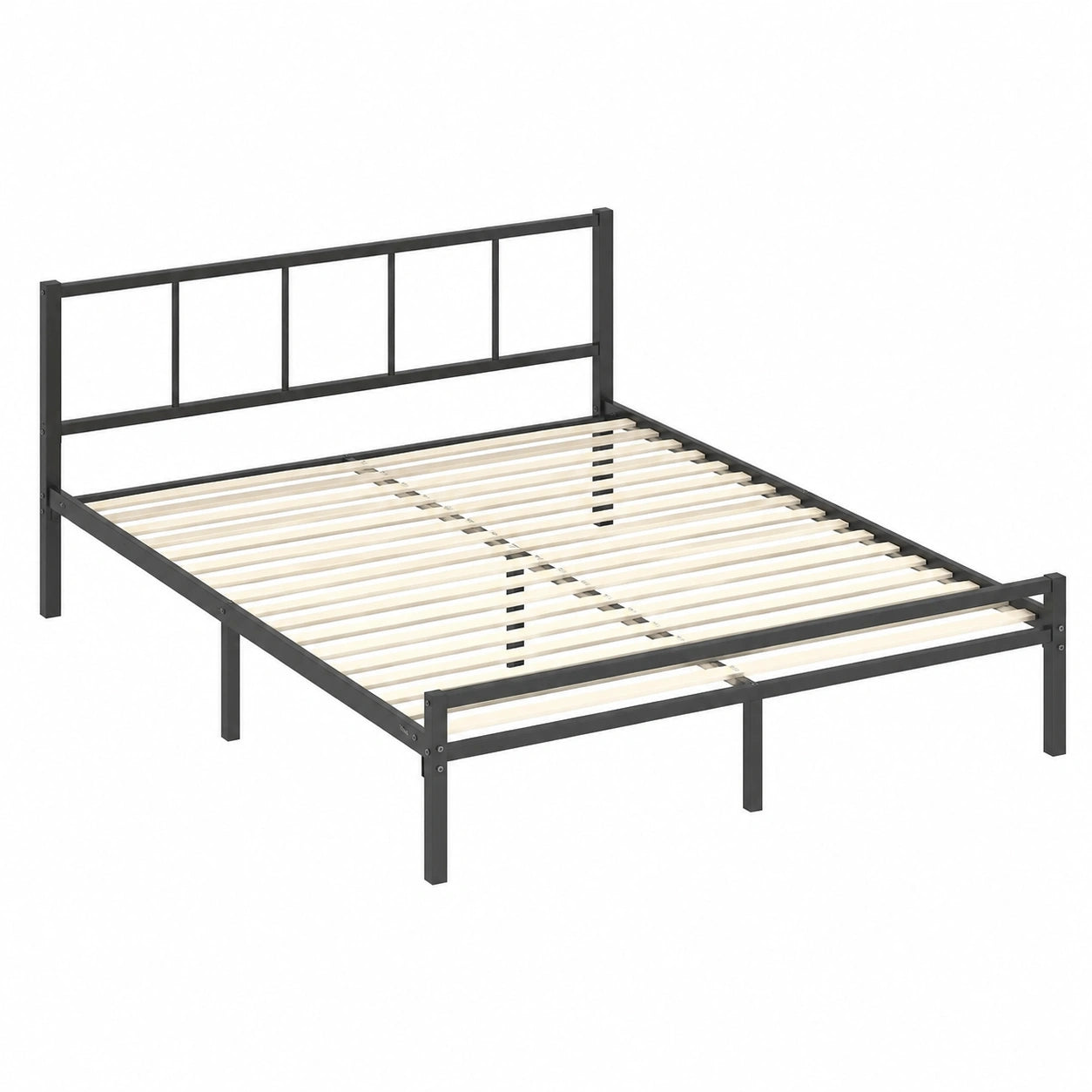 Modernes Metallbettgestell 140 x 200 cm mit Kopfteil und Stauraum - Tintenblau