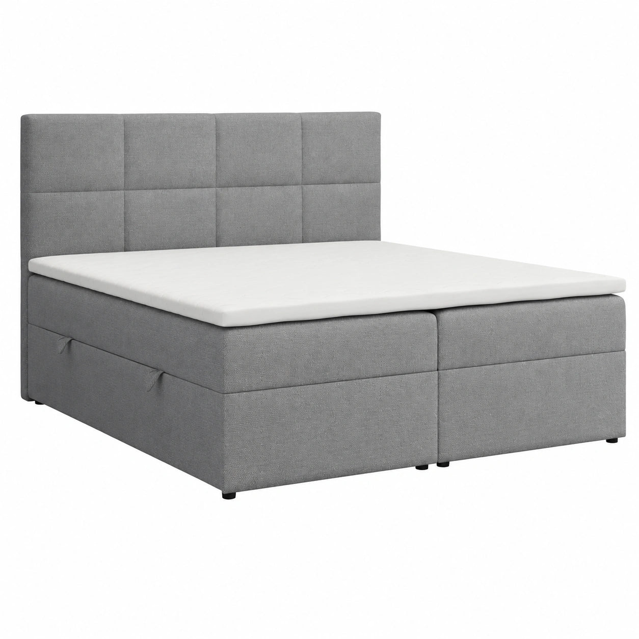 Komfortables Boxspringbett mit Stauraum und H2/H3 Matratze in Grau, 180 x 200 cm