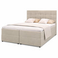 Hochwertiges Boxspringbett GLOS 180x200 cm inklusive Matratze und Topper, Polsterbett mit Stauraum - Beige, Modell Cosmic 10