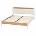 Modernes Polsterbett 160x200 mit LED und Ladestation, weiß