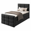 Masseno Boxspringbett Amon 90x200 cm mit Matratze und Topper, Stauraumbett in Schwarz, Cosmic 100