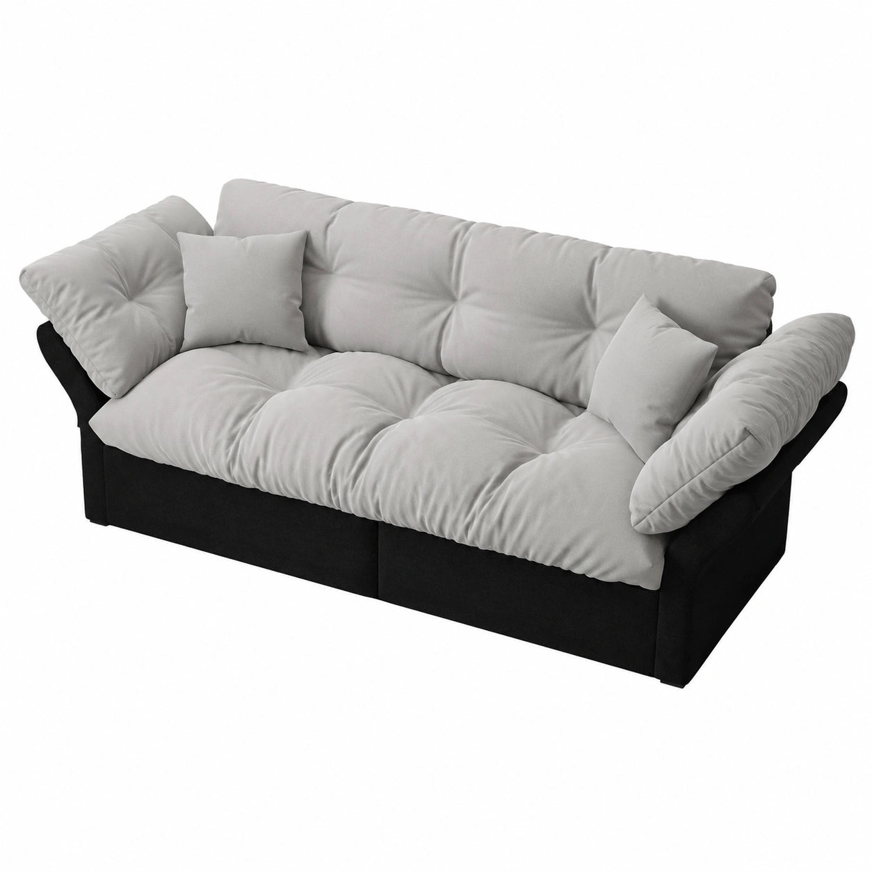 Verstellbares Schlafsofa 3-in-1, Queen-Size mit Kissen, Multifunktionales Velourssofa, Hellgrau