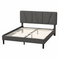 Zinus Maya Polsterbett Doppelbettgestell 135x190cm mit Kopfteil, Holzlatten, 30cm hoch, Dunkelgrau