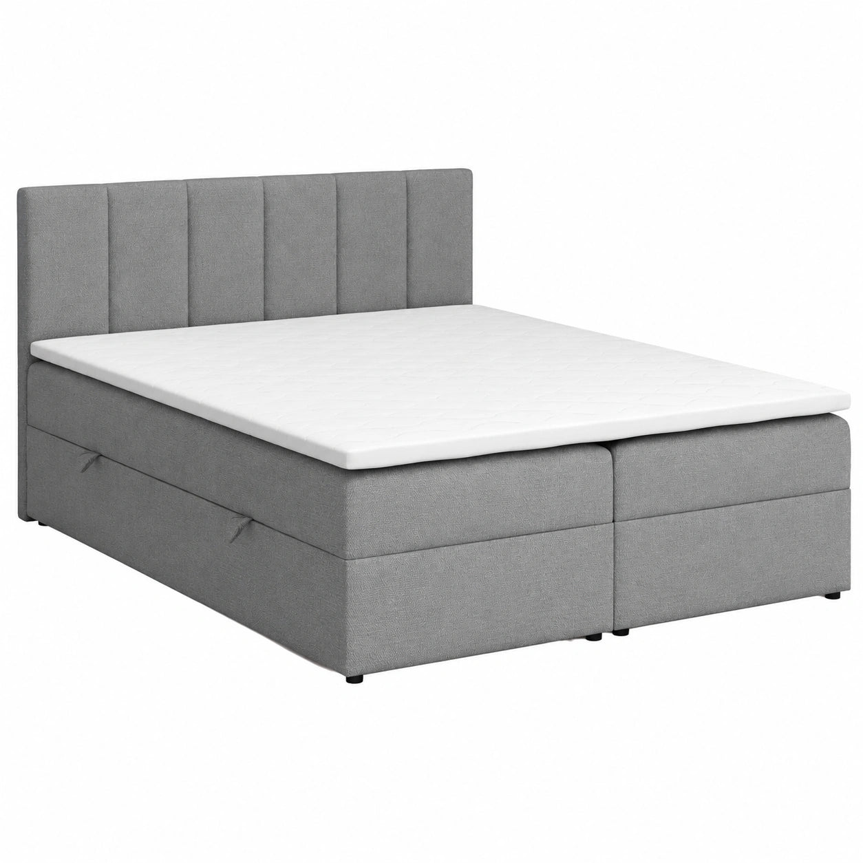 Boxspringbett Lisa mit Stauraum und Komfortmatratze H2/H3, inkl. Topper, Grau, 180x200 cm