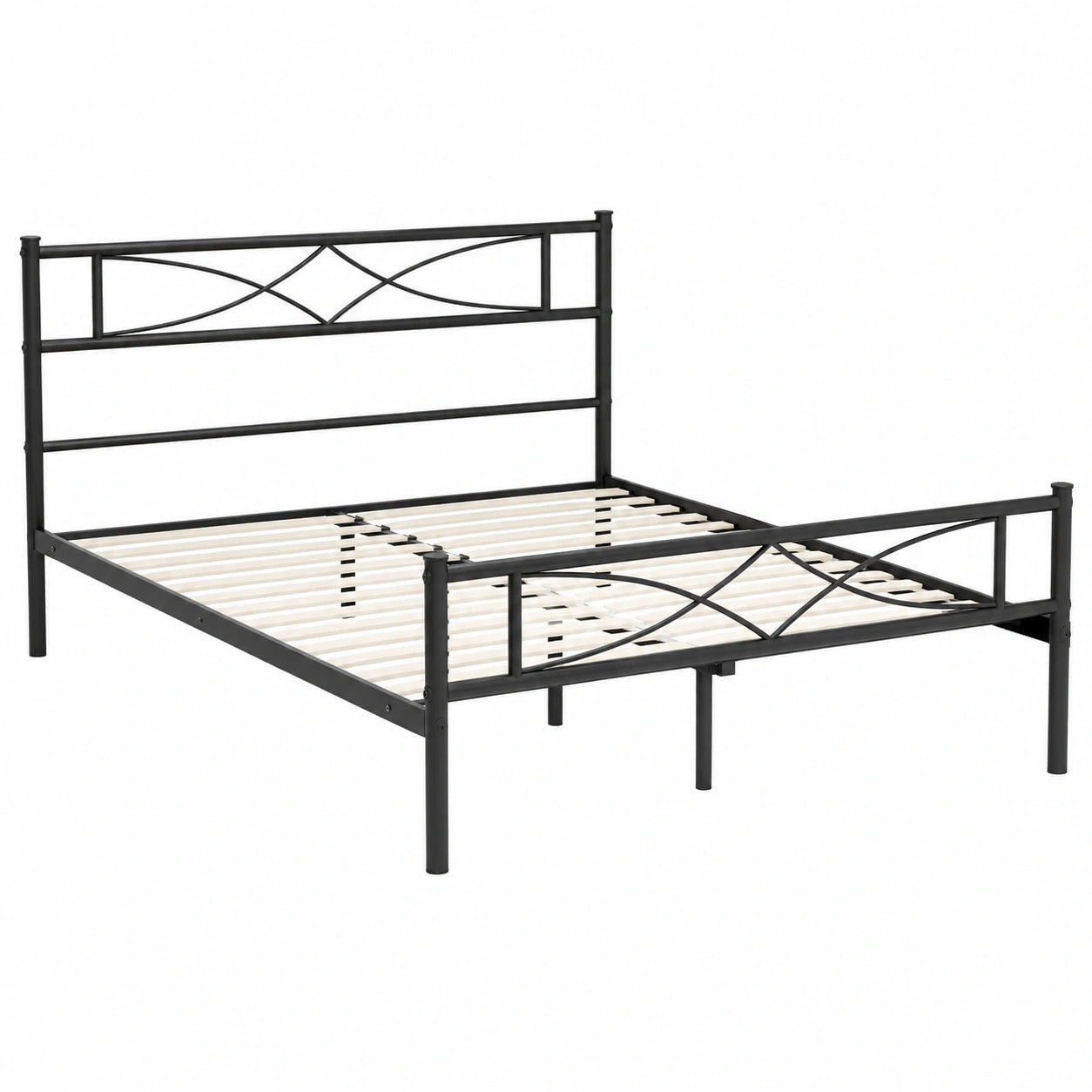 Hochwertiges Metallbett 140 x 200 cm mit Lattenrost und Stauraum - Schwarz